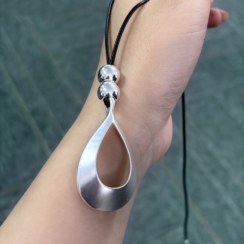 Hollow Teardrop Cord Necklace