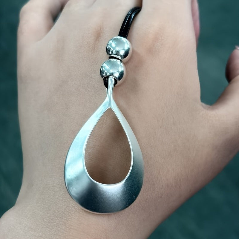 Hollow Teardrop Cord Necklace