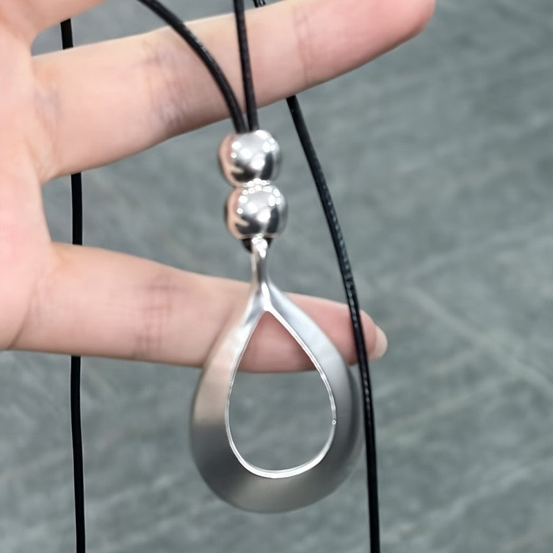 Hollow Teardrop Cord Necklace