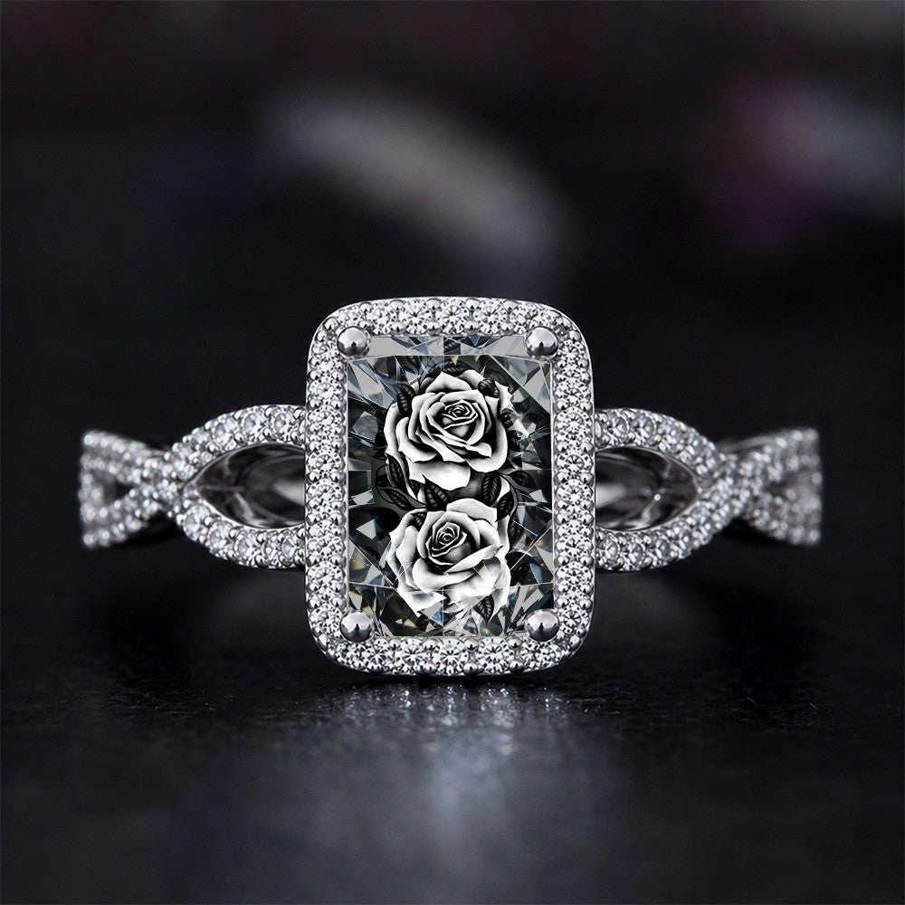Black Rose Square Ring