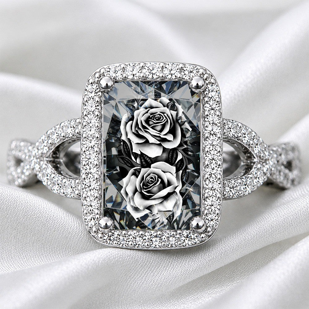 Black Rose Square Ring