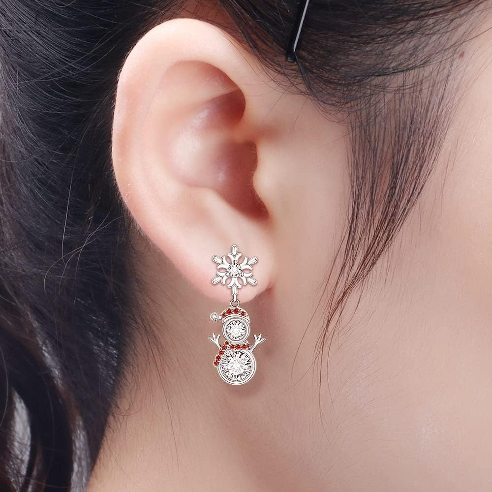 Crystal Snowman Drop Earrings