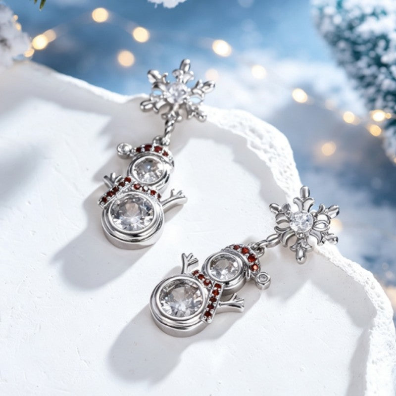 Crystal Snowman Drop Earrings