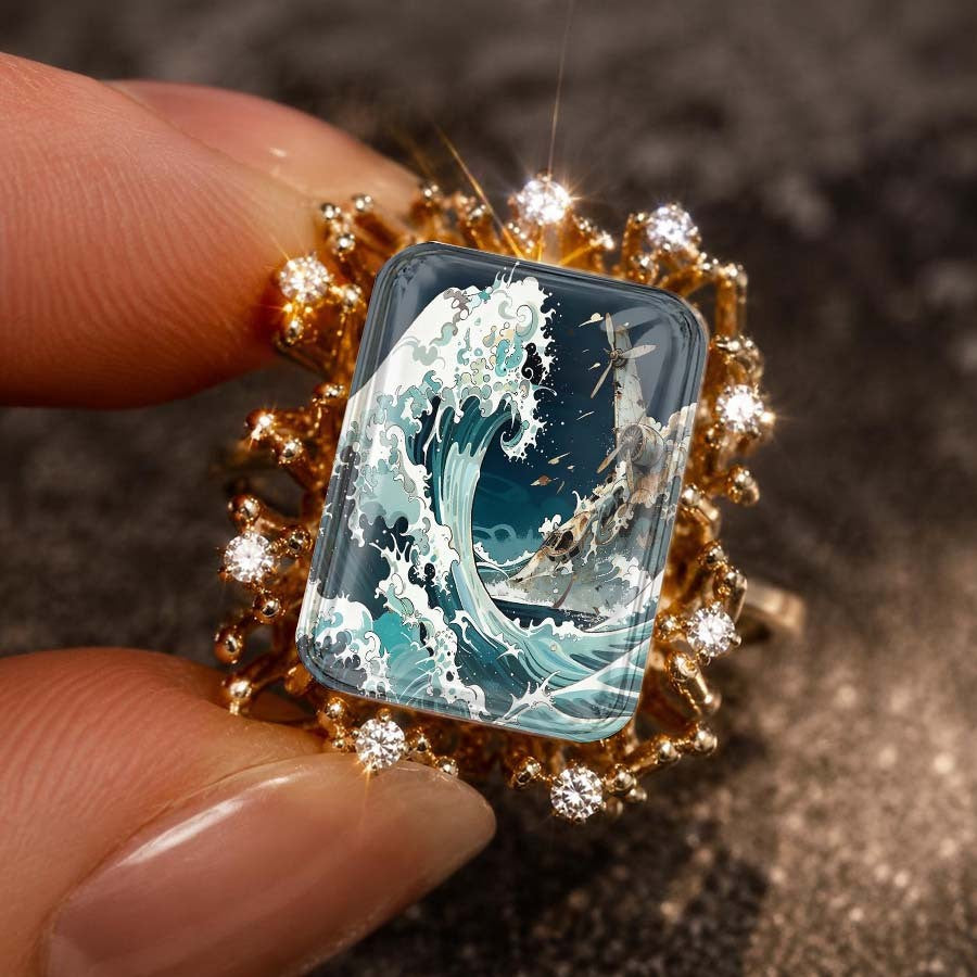 Airplane & Wave Square Ring