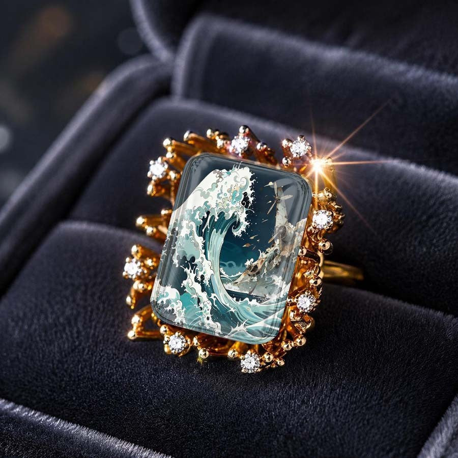 Airplane & Wave Square Ring