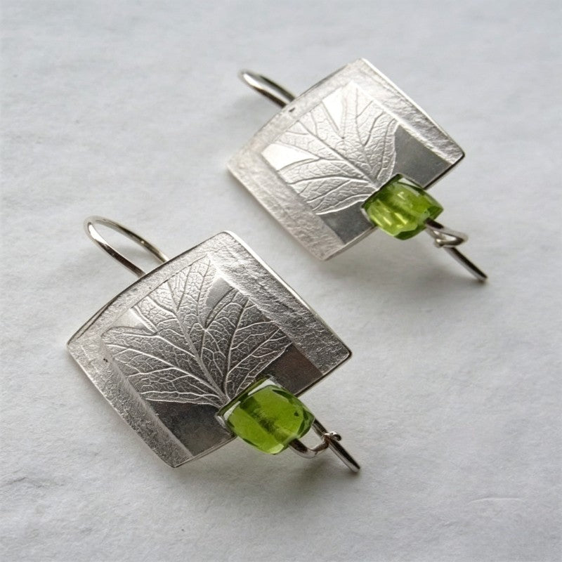 Textured Leaf Square Drop Earrings