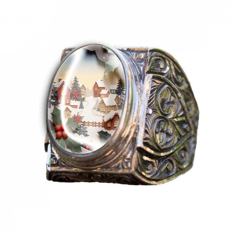 Winter Village Scene Ring