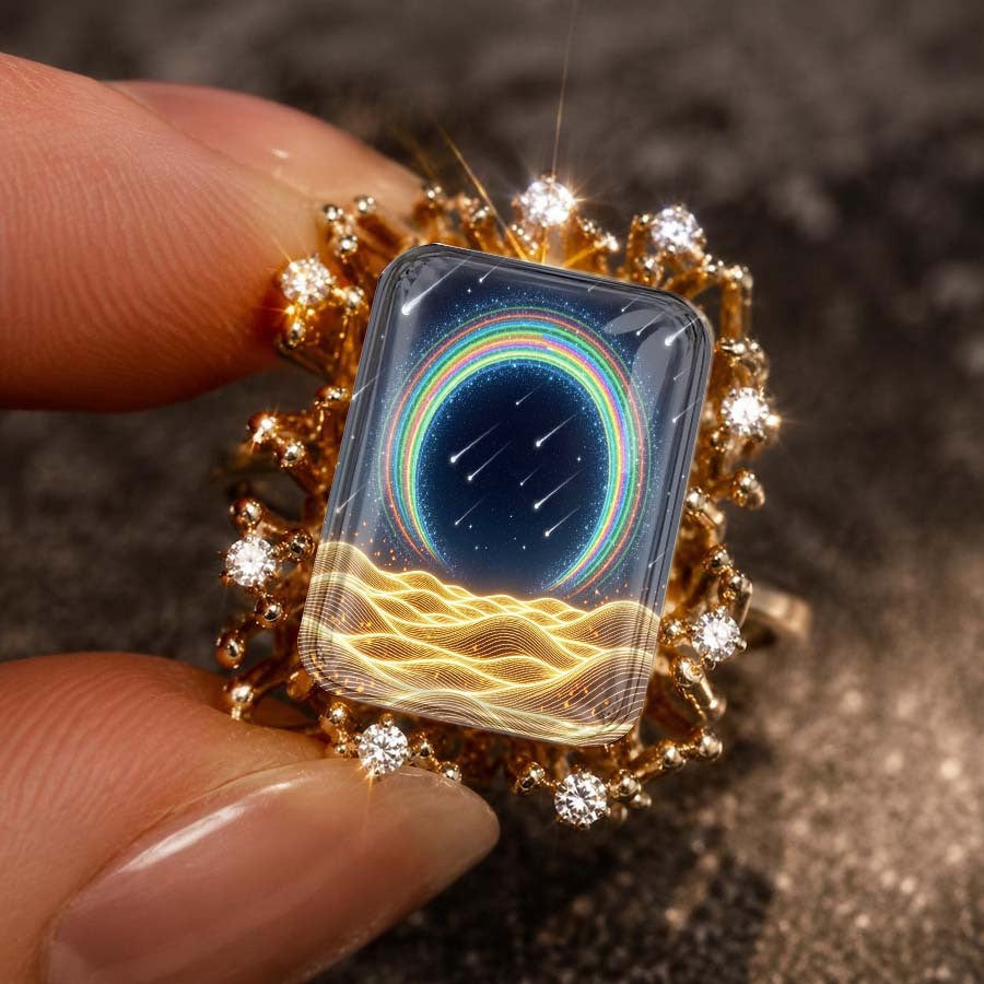 Rainbow Meteor Statement Ring