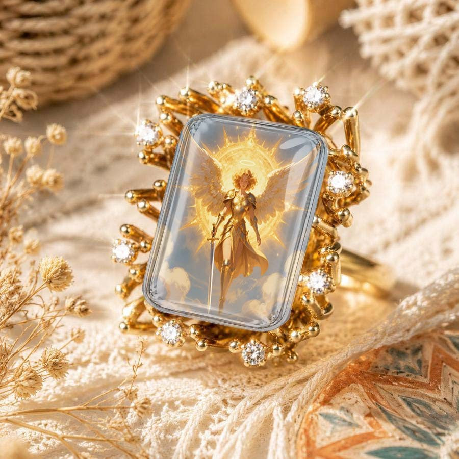 Golden Angel Halo Glass Ring
