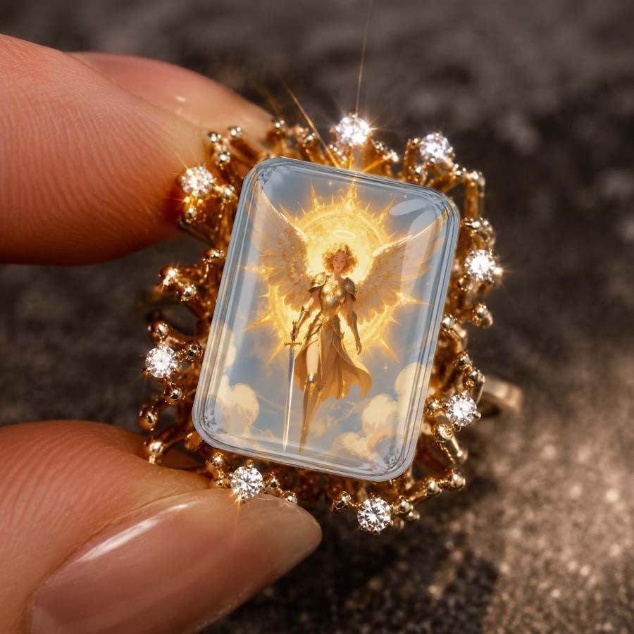 Golden Angel Halo Glass Ring