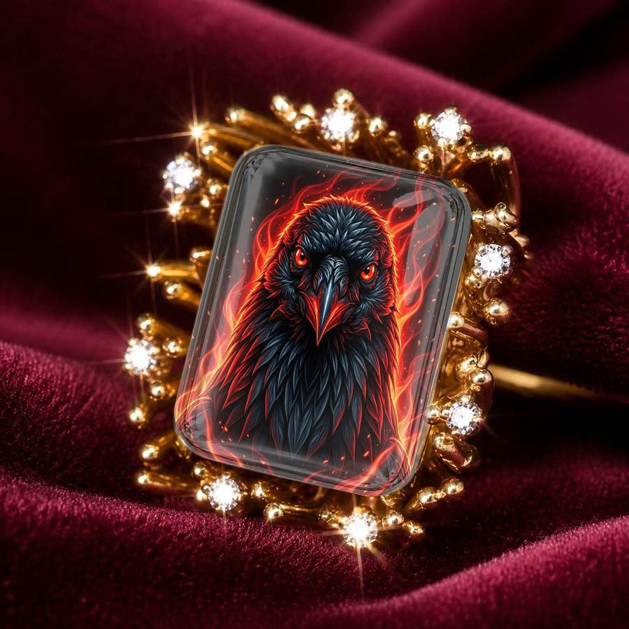 Flame Crow Statement Ring