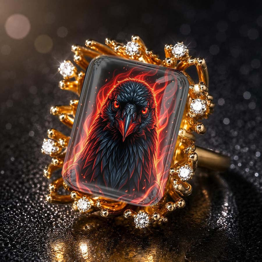 Flame Crow Statement Ring