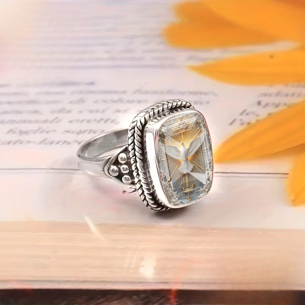 Radiant Dove Square Ring