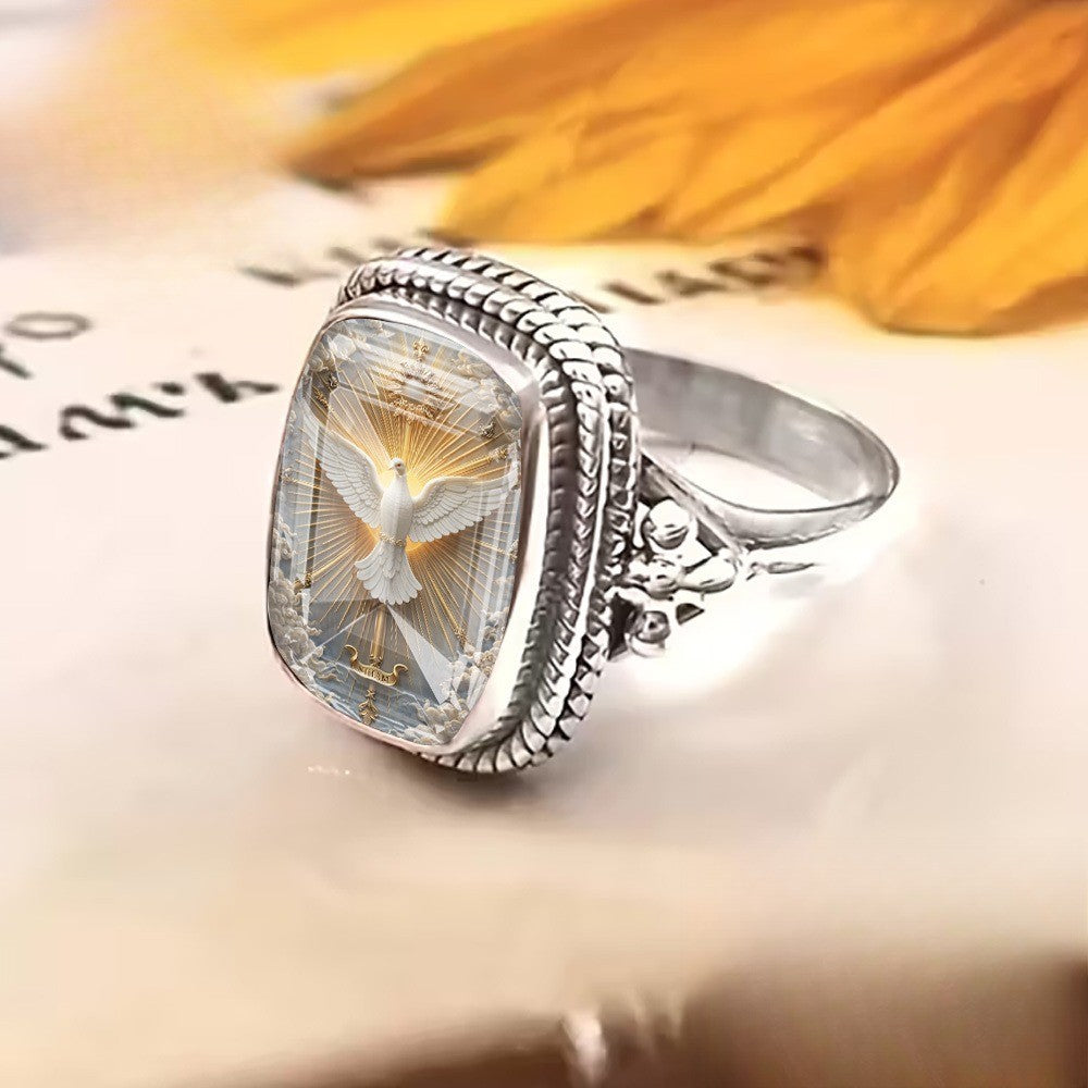 Radiant Dove Square Ring