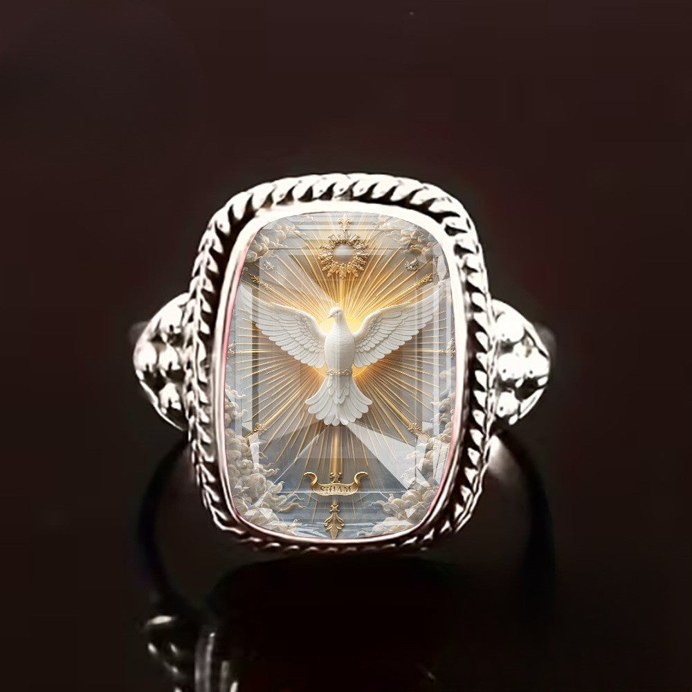 Radiant Dove Square Ring