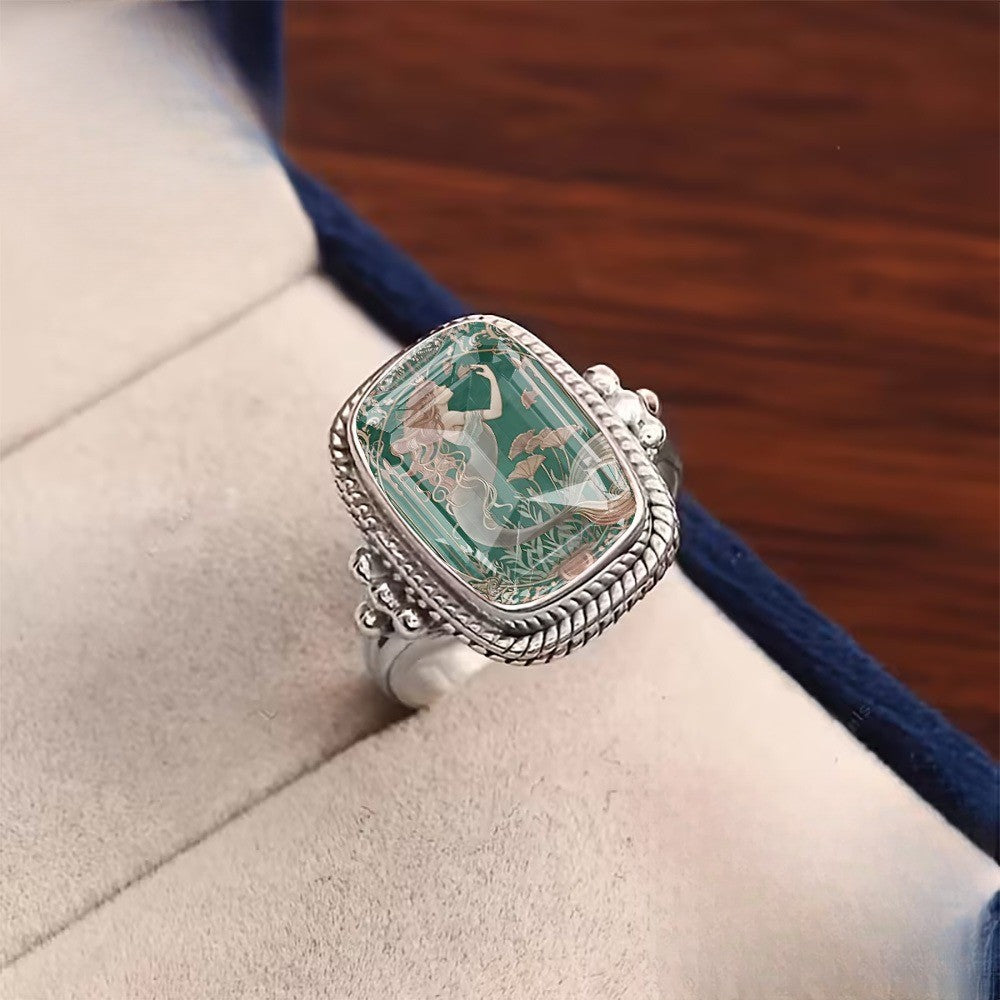Green Mermaid Square Ring