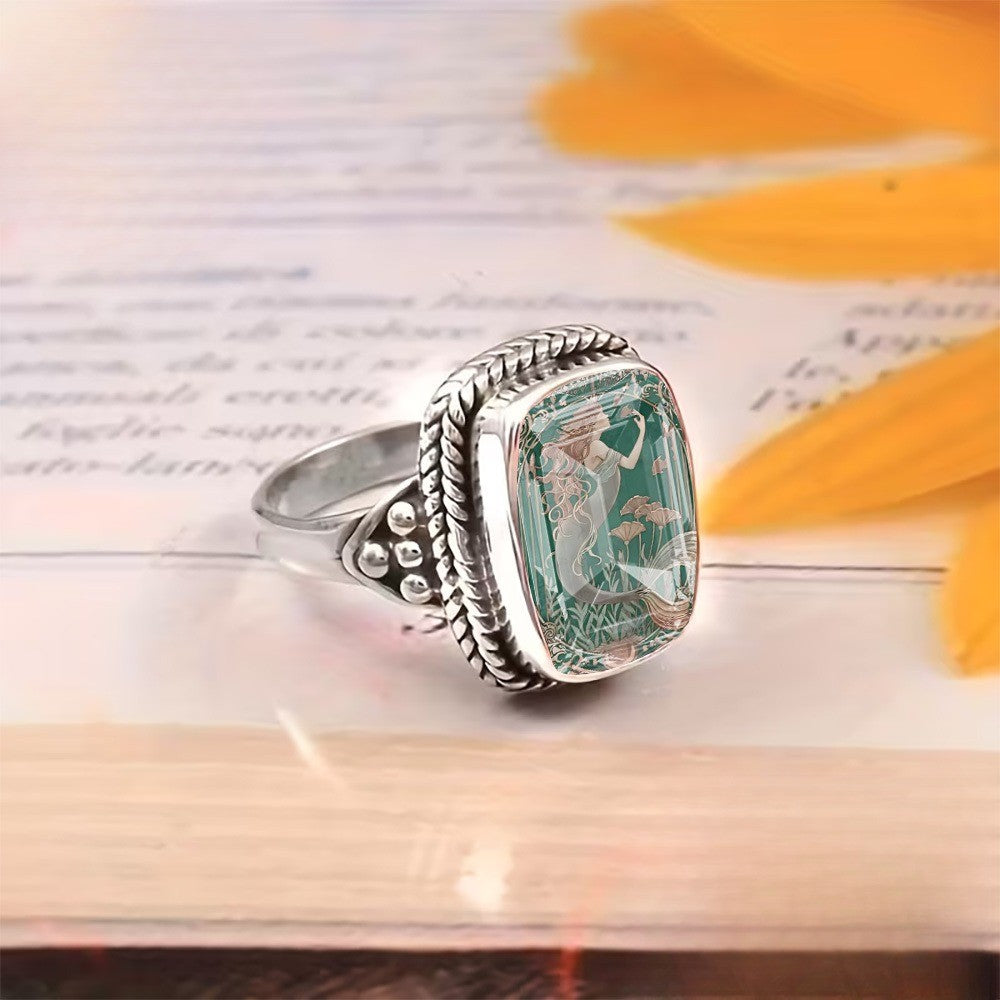 Green Mermaid Square Ring