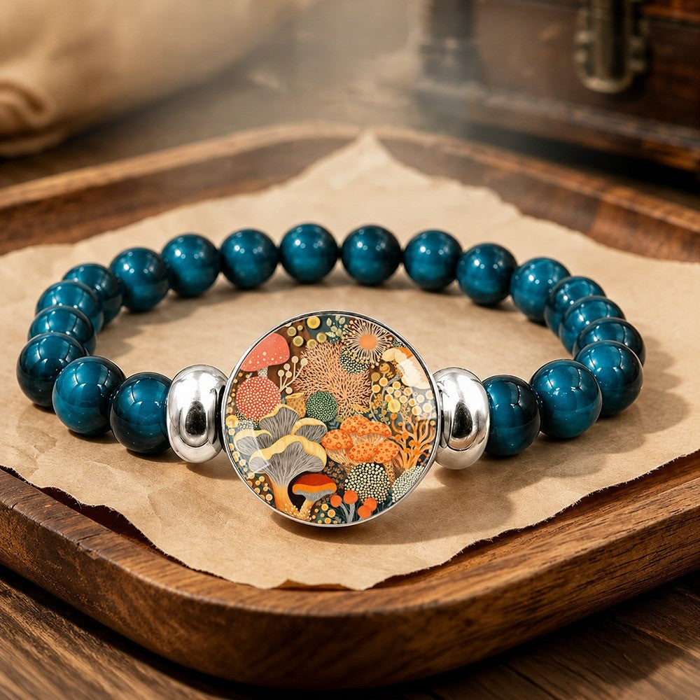 Blue Stone Mushroom Charm Bracelet