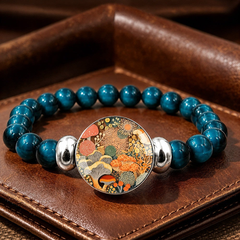 Blue Stone Mushroom Charm Bracelet