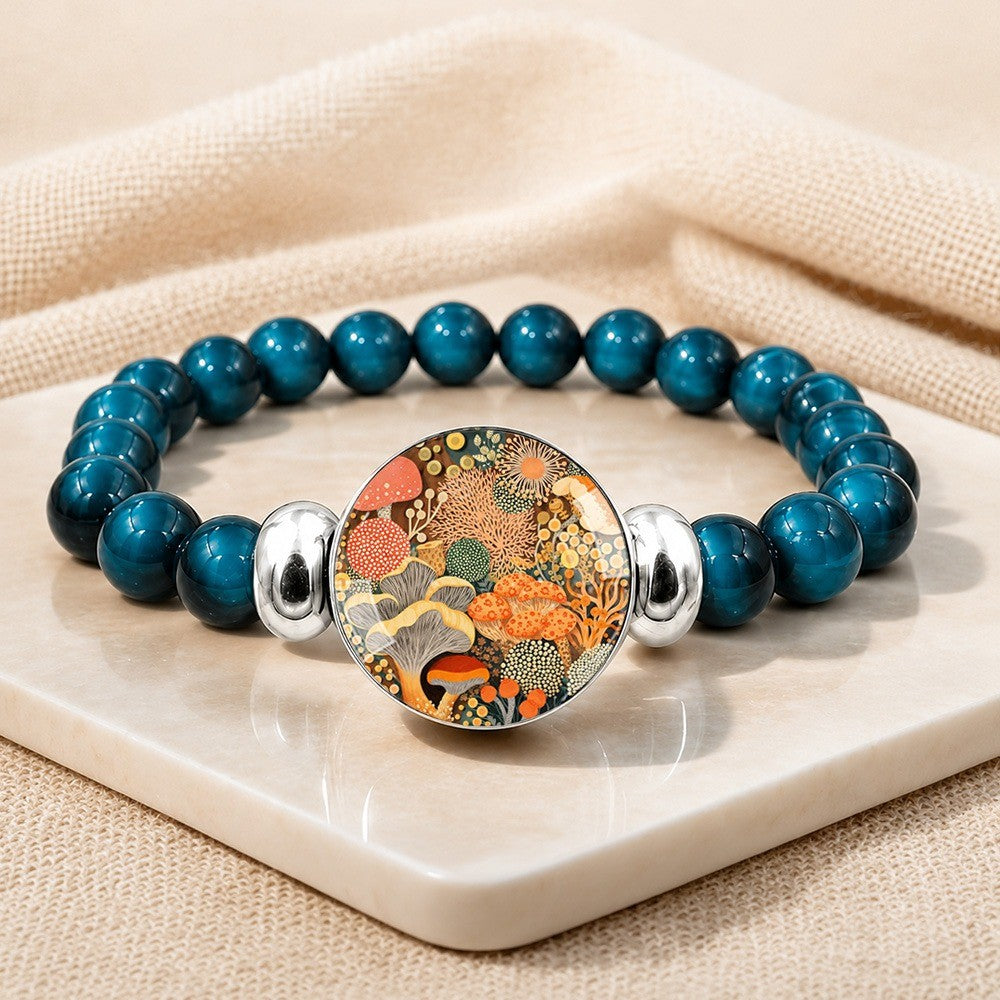 Blue Stone Mushroom Charm Bracelet
