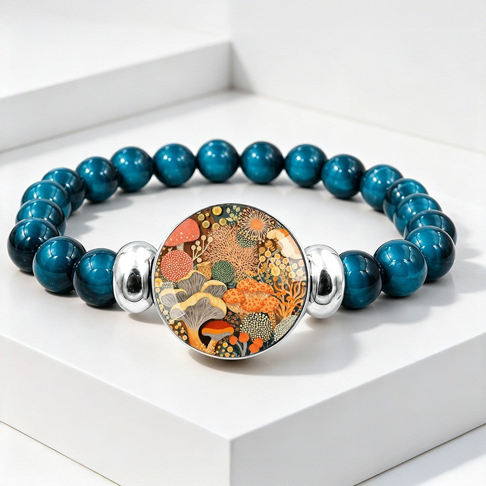 Blue Stone Mushroom Charm Bracelet