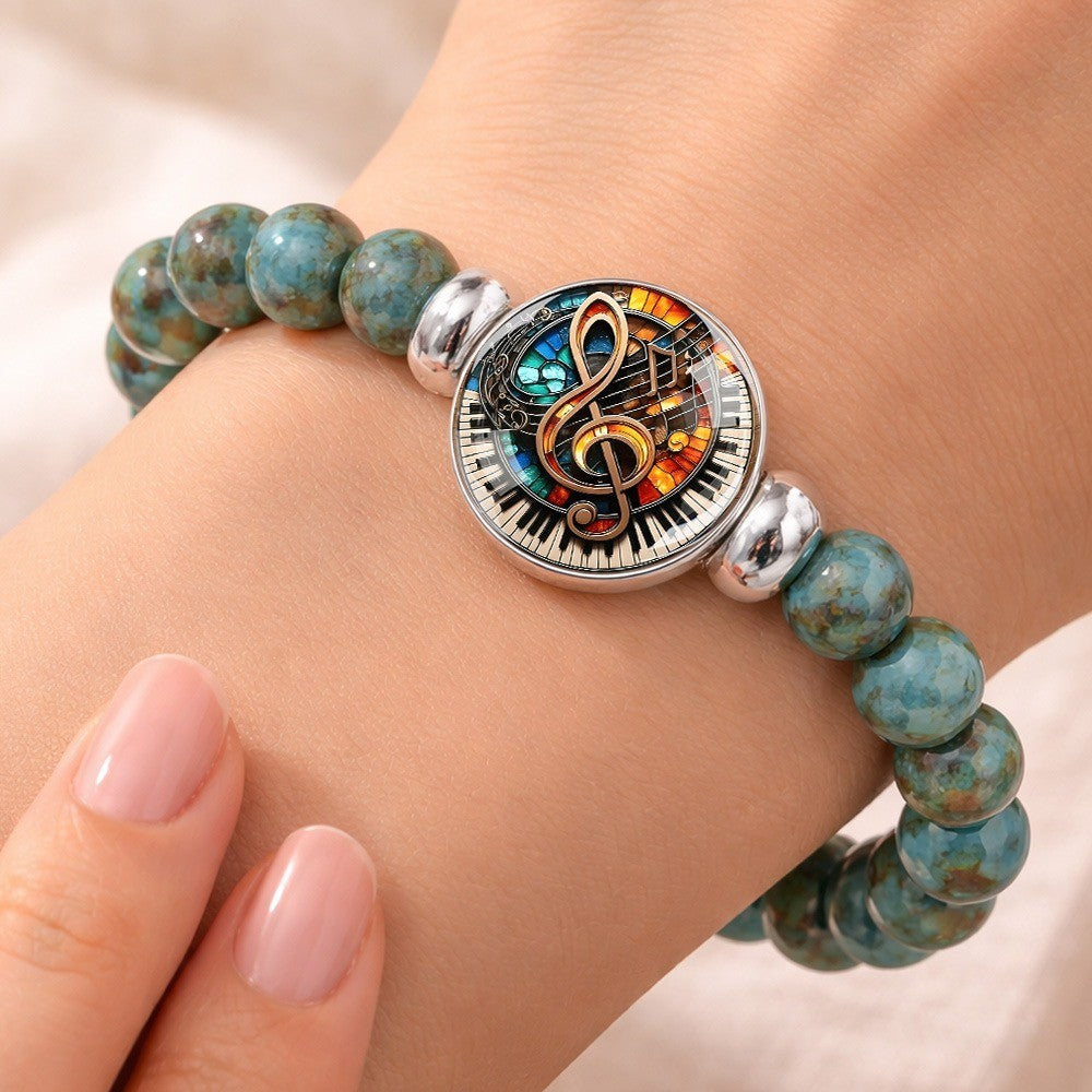 Musical Note Turquoise Bead Bracelet