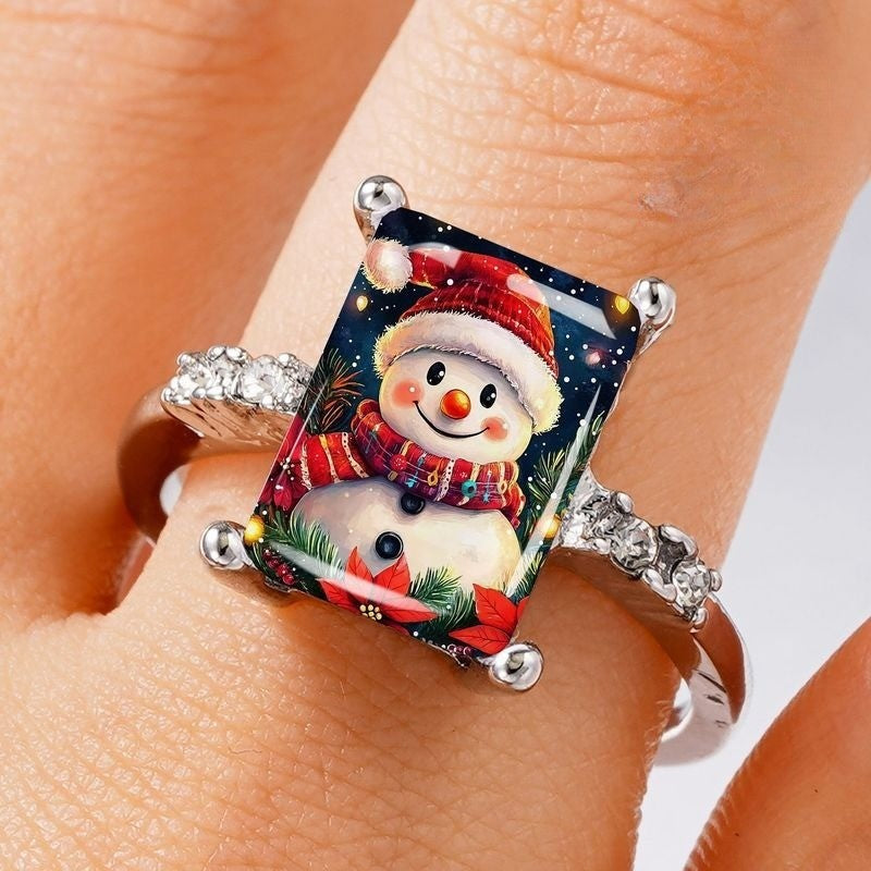 Silver Snowman Rectangular Ring
