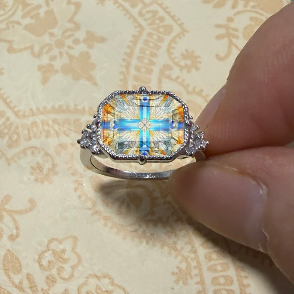 Stained Glass Hexagon Ring