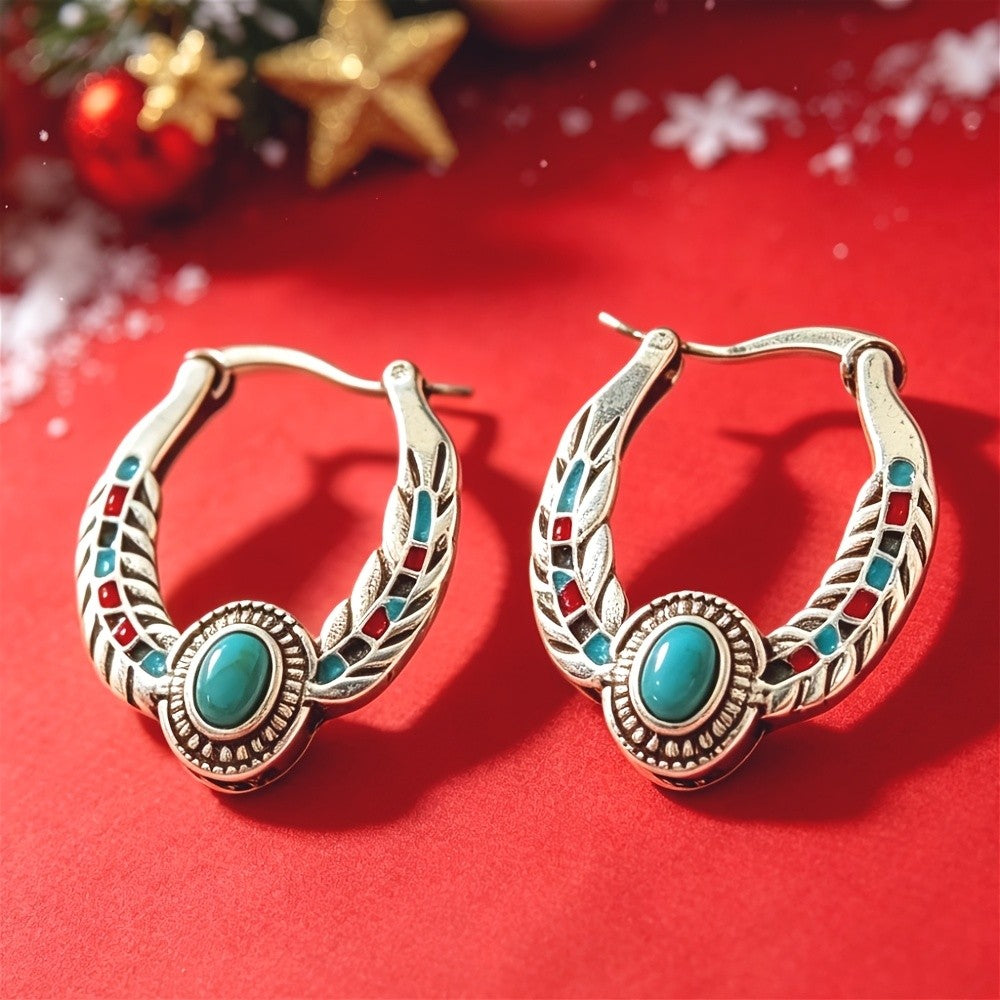 Turquoise Vine Hoop Earrings