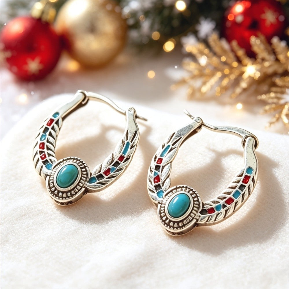 Turquoise Vine Hoop Earrings