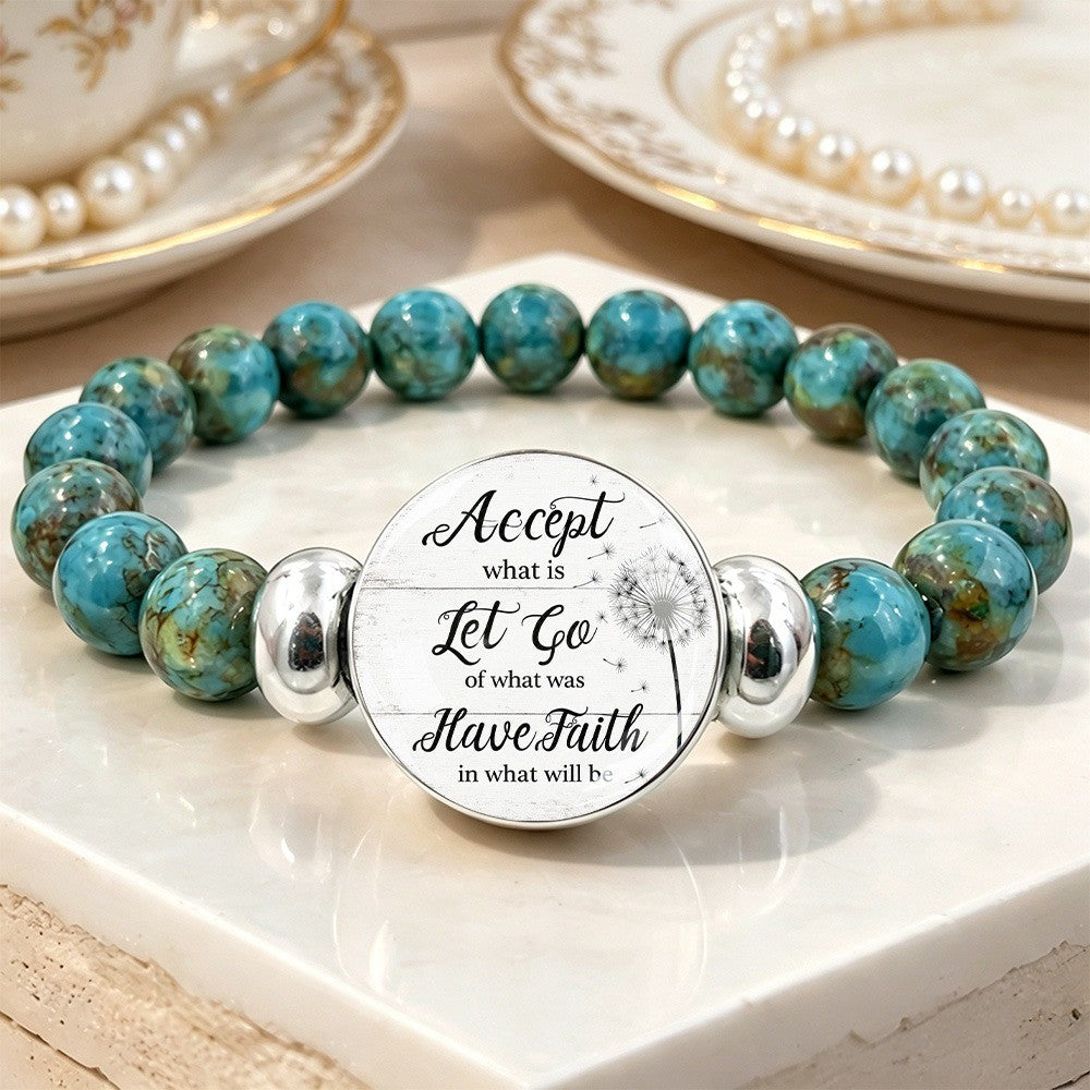 Turquoise Dandelion Message Bracelet