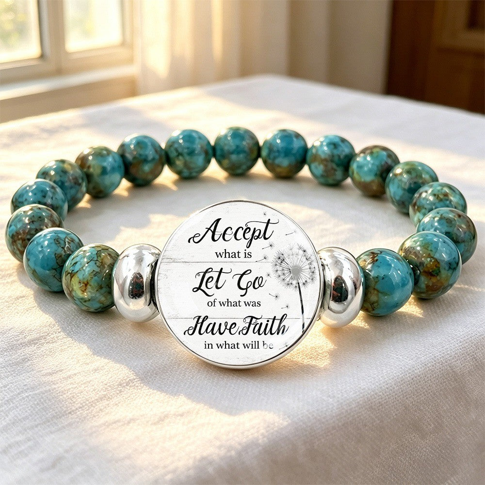 Turquoise Dandelion Message Bracelet