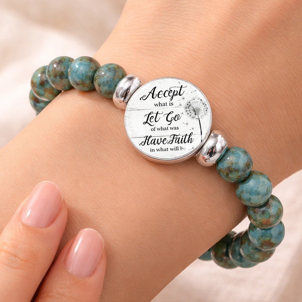 Turquoise Dandelion Message Bracelet