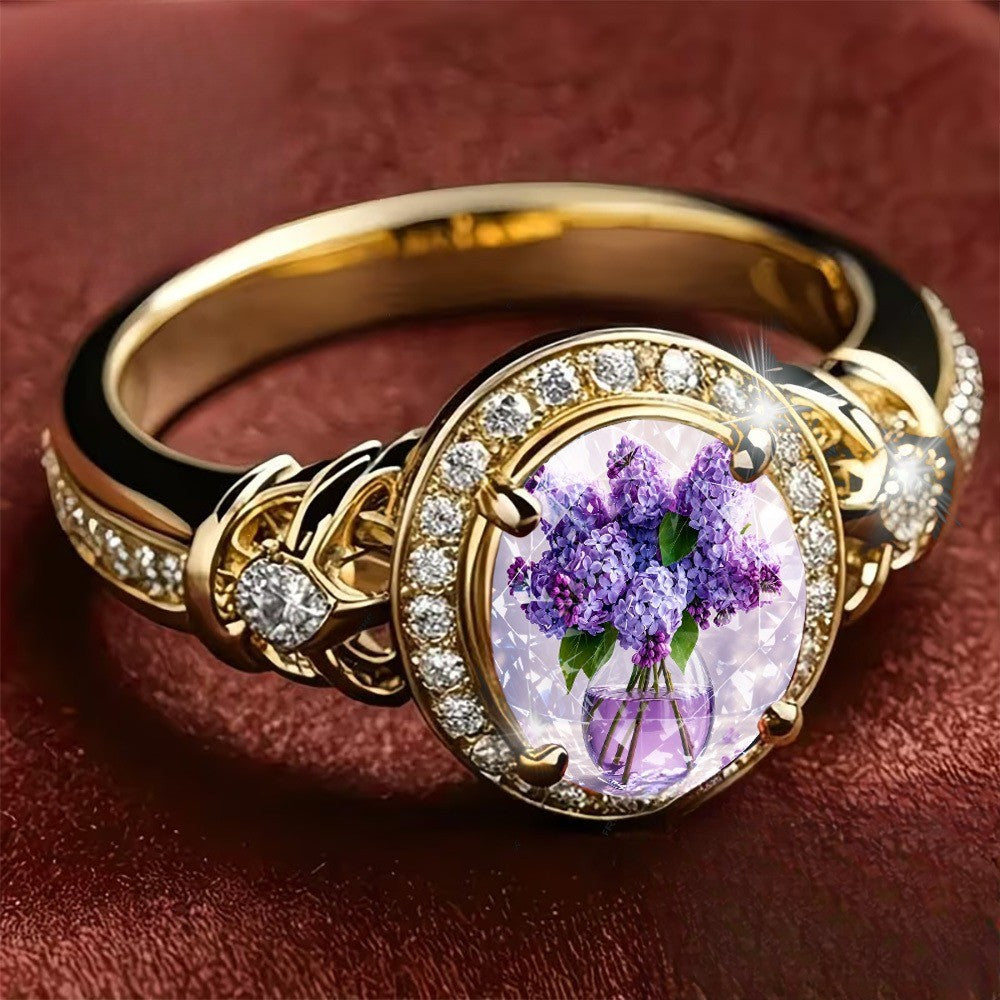 Lilac Bouquet Oval Ring