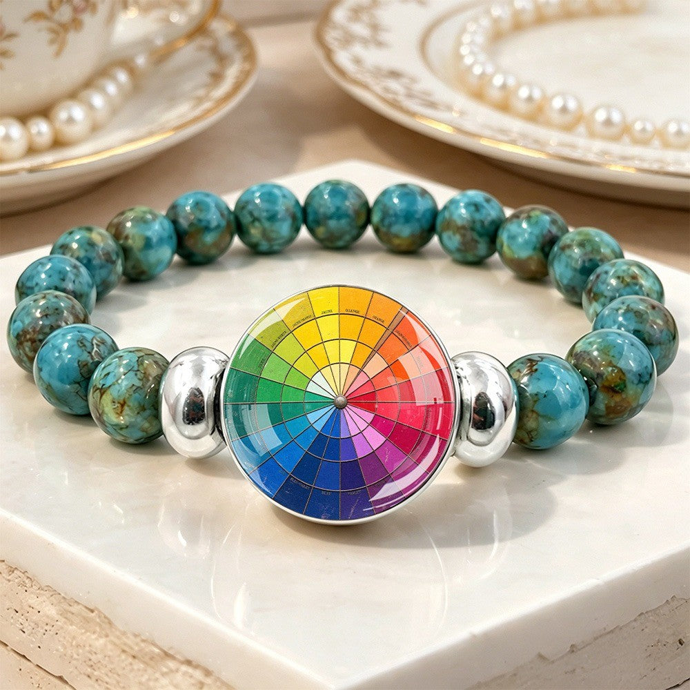 Color Wheel & Stone Bead Bracelet