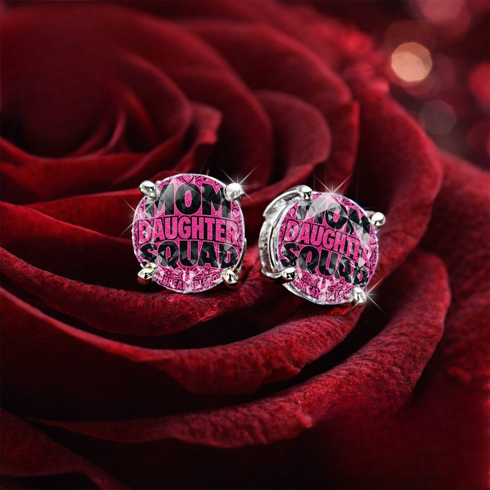 Pink Mom Daughter Squad Stud Earrings