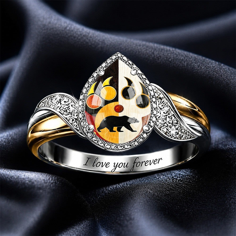 Bear Paw Teardrop Ring