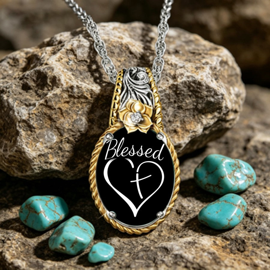 Blessed Heart & Flower Pendant Necklace