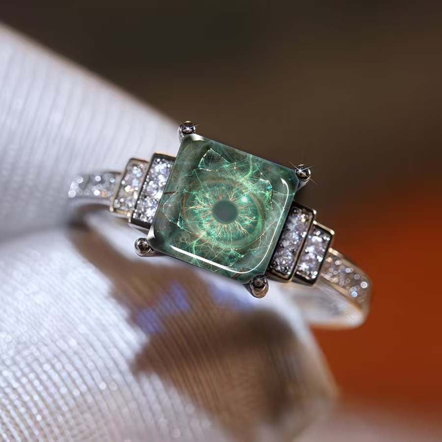 Green Eye Square Ring
