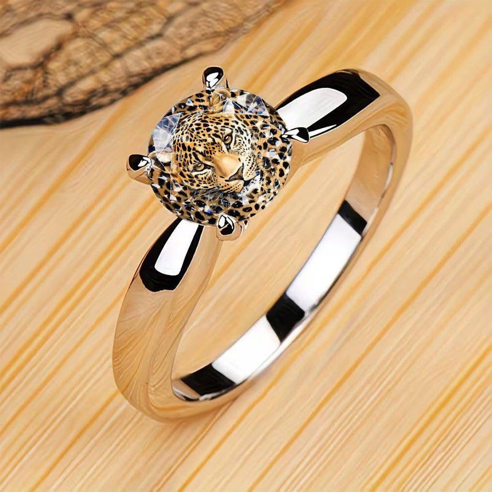 Leopard Print Prong Ring