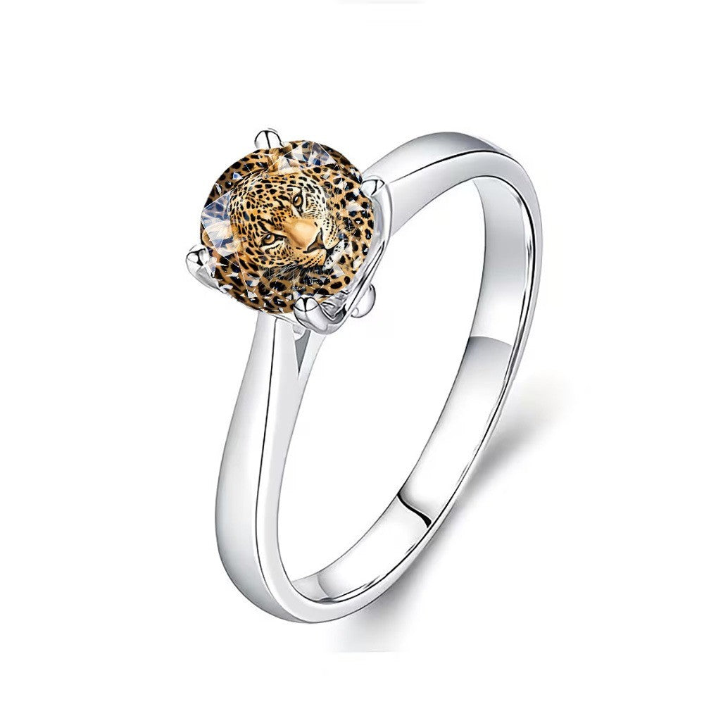 Leopard Print Prong Ring