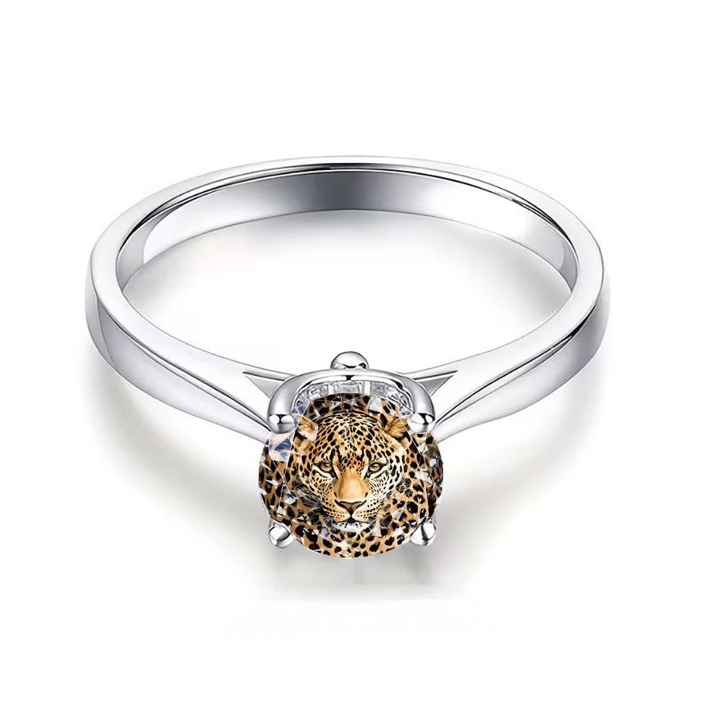 Leopard Print Prong Ring