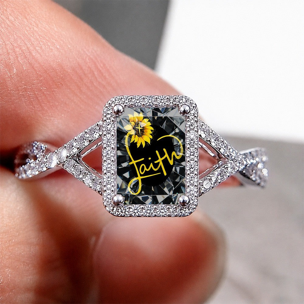 Faith Sunflower Square Ring