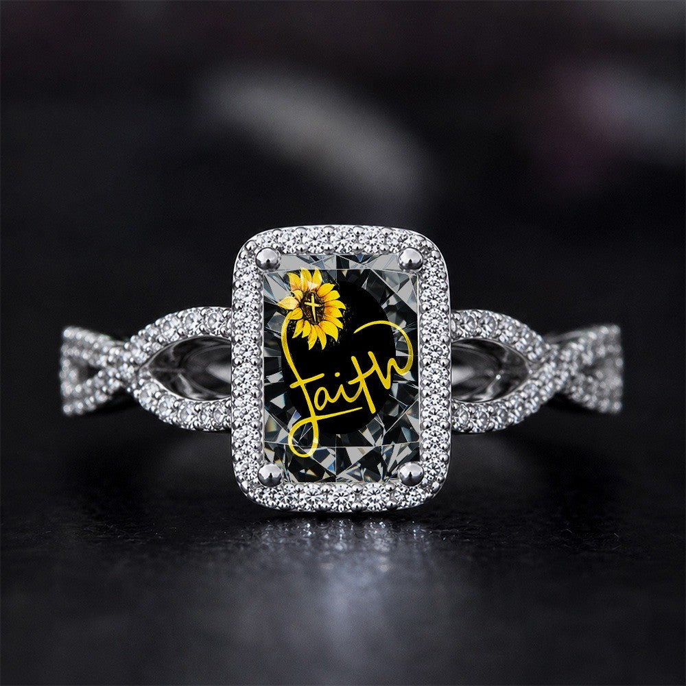 Faith Sunflower Square Ring