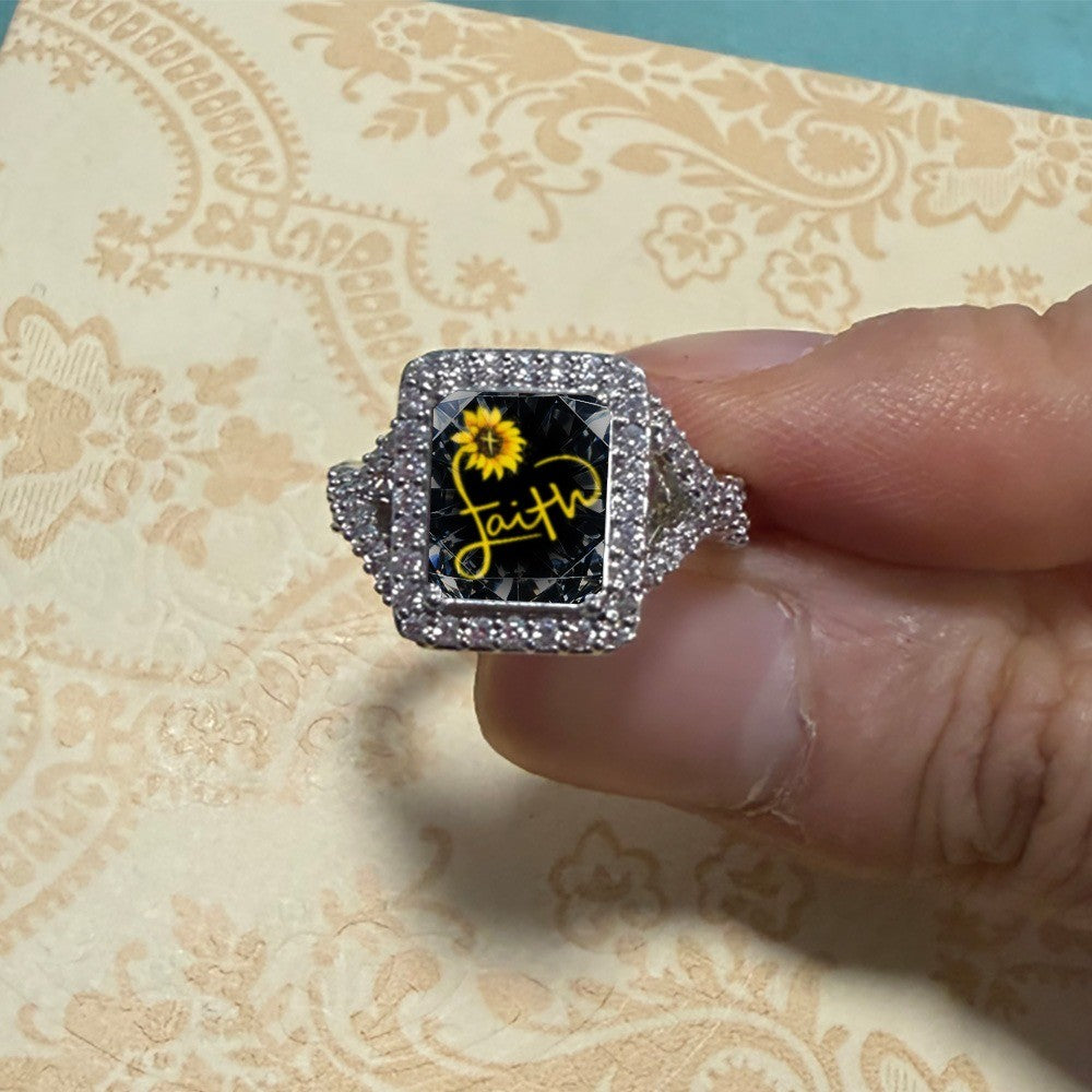 Faith Sunflower Square Ring