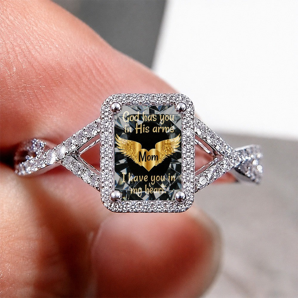Winged Heart Memorial Square Ring