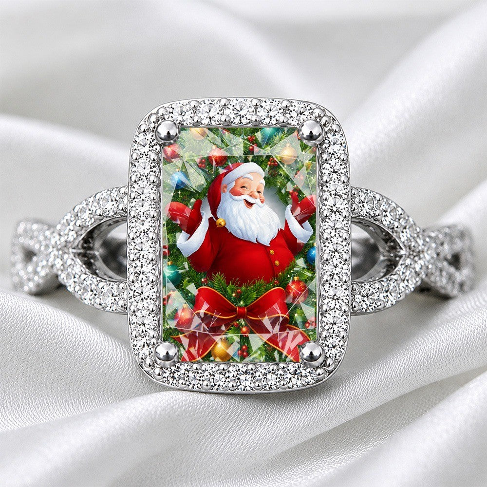 Santa Claus Wreath Glass Ring
