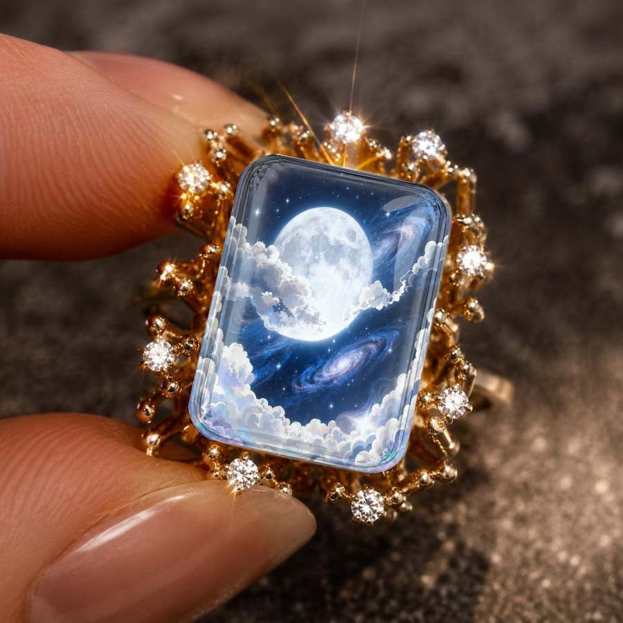 Moon & Nebula Statement Ring