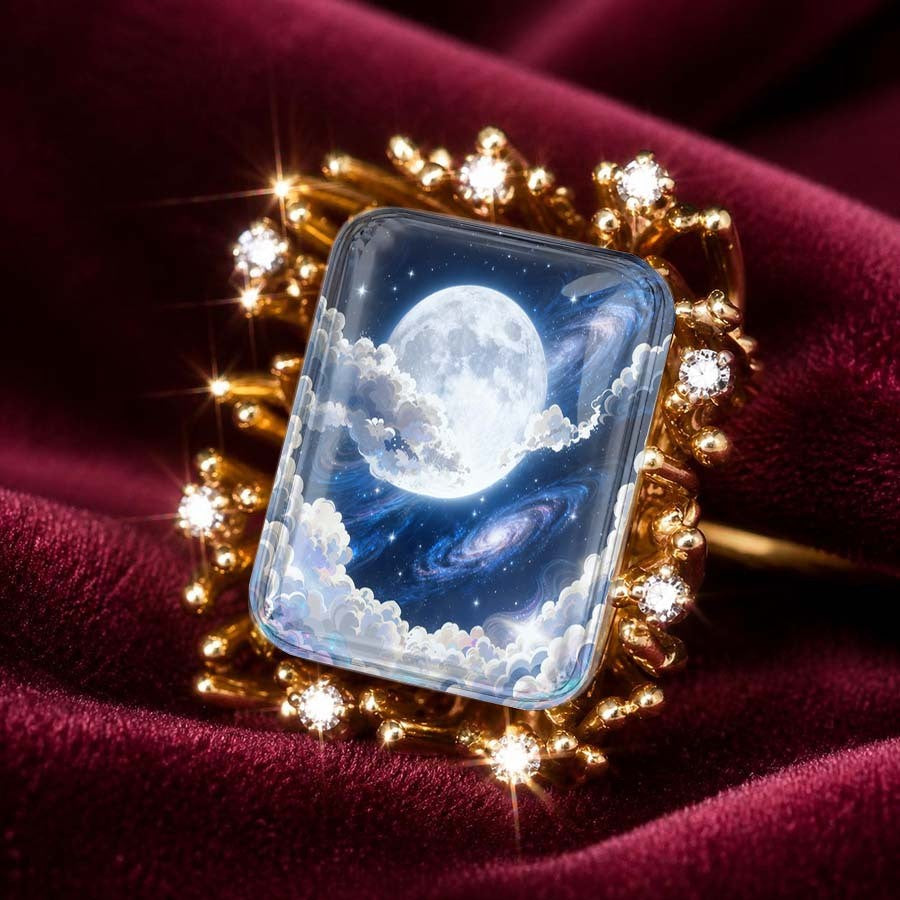Moon & Nebula Statement Ring