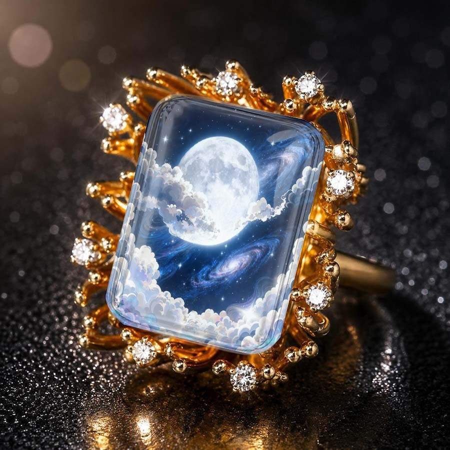 Moon & Nebula Statement Ring